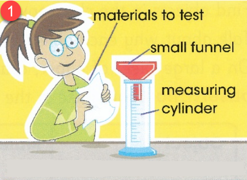 materials to test - small funnel - measuring cylinder