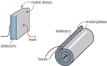 metal plates / lead / dielectric / leads